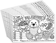 Tiny Expressions - Valentine's Day Coloring Placemats for Kids – Pack of 12 Disposable Paper Mats for Kids Table at Valentines Party, Includes Activities & Games for Kids