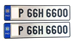 IND Pradeep Bike - Customize CAR Number Plates, with Buyer's Name/Number Embossed/Printed- Blue White | for Old Vehicle |Front and Back| Without Barcode-Serial Number