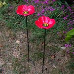Woodside Cast Iron Poppy Flower Dish Bird Feeder (Pack of 2)