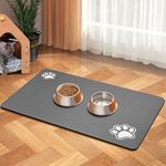 Pet Feeding Mat-Absorbent Dog Mat for Food and Water Bowl-Dog Accessories Pet Supplies-Dog Water Bowl for Messy Drinkers-No Stains Quick Dry Dog Water Dispenser Mat (Dark Grey, 12"x19")