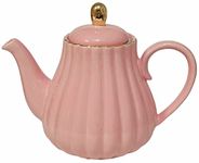 Eplze Strength Porcelain Coffee Pot Ceramic Teapot- Stripe Design (Pink)