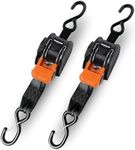 CargoBuckle Mini G3 Retractable Ratchet Straps with Dual S-Hooks, 1400 lbs Break Strength, 1-Inch Width X 6 ft Reach, Auto Ratchet Straps for Trailers, Toy Haulers, ATVs, and Motorcycles - 2 Pack