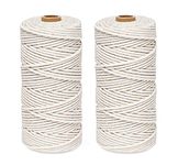 ilauke 3MM Bakers Twine, 200m Cotton Macrame Cord Kitchen Cooking String for Trussing and Tying Poultry Meat Making Sausage DIY Crafts and Decoration (Beige)