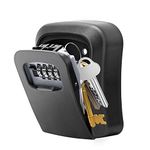 key lock box for outside 4-Digit Combination Waterproof Portable Key Storage Lockbox Wall Mount 5 Key Large Capacity for House Key Key Safe Security Storage Lock Box for Indoor, Outdoor(1-Pack,Black)