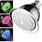 Luminex by PowerSpa 7-Color 4-Setting LED Shower Head with Air Jet LED Turbo Pressure-Boost Nozzle Technology LED Colors Change Automatically Every Few Seconds