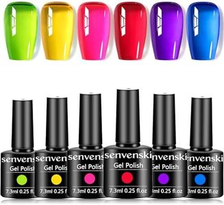 senvenski Rainbow Jelly Gel Nail Polish Kit - Glass Neon Transparent Clear Colors with Sheer Finish Pink Red Yellow Blue Green Purple | Vegan Nail Art Kit Gift for Women Manicure Salon DIY(BT6-004)