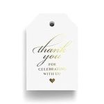 Bliss Collections Gold Thank You Tags — Perfect for: Wedding Favors, Baby Shower, Bridal Shower, Birthday or Special Event, 50 Pack