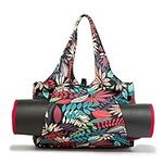 KUAK Yoga Mat Bag, Large Waterproof Sport Gym Tote Bag with Holding 2 Yoga Mats, Adjustable Yoga Mat Strap/Yoga Mat Holder Pocket/Bottle Pockets, Carryall Tote for Pilates Fitness Travel