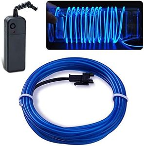 lychee EL Wire Neon Glowing Strobing Electroluminescent Light El Wire,Battery Pack for Parties, Halloween Decoration (Blue, 15ft)