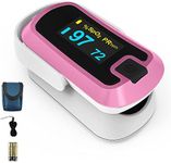 mibest OLED Finger Pulse Oximeter, O2 Meter, Dual Color White/Pink