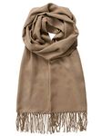 Made by Johnny Unisex Large Lightweight Soft Silky Real Cashmere Shawl Wrap Scarf, Wsk2091_taupe, One_Size