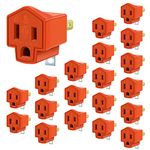 Flexzion ETL Listed 3 Prong to 2 Prong Outlet Adapter, Polarized Ground Plug Adapter 3 to 2 AC Power Two to Three Pin Converter Portable Heat Resistance for Wall Outlets (Orange, 20 Pack)