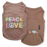 Parisian Pet Dog T-Shirt - Embroidered Peace Love 100% Cotton, Breathable Dog Clothes - Sleeveless Pet Vest - Machine Washable Dog Shirt for Large Dogs - L