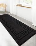 PHP Door Mat Indoor - Waterproof Mats for Floors with Gel Back - 60 X 110 cm, Black Door Mat - Non Slip Washable Small Geometric Runner Rug Floor Mats for Kitchen