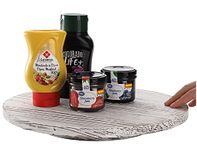 TOPZEA 13 Inch Wood Lazy Susan Turntable, Rustic Spinning Condiment Serving Tray 360 Degree Rotating Spice Rack Spinner Organizer for Dinning Table Centerpiece, Kitchen Countertop, Pantry, Cabinet