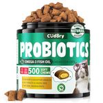 Cat Probiotics Tasty Chews for Digestive & Gut Support - Crunchy & Creamy Texture - Cat Gut Health, Constipation Relief, Healthy Stool, Natural Supplement for Cats, Chicken Flavor - 500 Chews