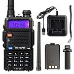 Retevis RT5R Walkie Talkie, Dual Band Long Range Two Way Radio with FM, 128 Channels, Tri-color Display USB Rechargeable Walkie Talkie, Waterproof, for Outdoor、Hunting (Black, 1Pcs)