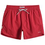 MaaMgic Men Swimming Shorts Classic Mesh Lined Surf Trunks Quick-Drying Beach Shorts Adjustable Drawstring Swimwear,New-red,XS