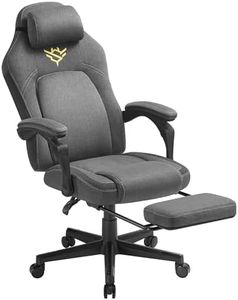 SONGMICS HOME Gaming Chair, Ergonomic Computer Chair with Footrest, Video Game Chair with Headrest, Cotton-Linen Fabric, Adjustable Height, Dove Grey OBG072G02