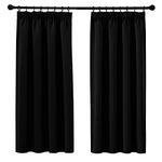 PONY DANCE Black Blackout Curtains for Bedroom 46x54 Inch Pencil Pleat Thermal Insulated Curtains with Hooks for Track Small Black out Curtains & Drapes, 2 Panels, W46 X L54, Black