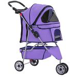 BestPet Purple Pet Stroller Cat Dog Cage 3 Wheels Stroller Travel Folding Carrier T13