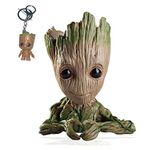 Groot Flower Pot Figurine Planter Large Aquarium Decoration Wooden Pen Flower Holder Pot for Kids Girls Women (A2)