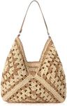 JENSVOIR Straw Beach Bag for Women - Hand-woven Shoulder Bag, Hobo Crossbody Handbag for Beach Picnic Vacation