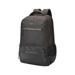 Gear Quantum 3 18"/29L Antitheft Large Faux Leather Water Resistant Laptop backpack with Raincover/Laptop backpack/Casual Backpack/Daypack/Travel Backpack/College Bag For Men/Women(Brown-Black)