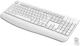 Wireless Keyboard, 2.4G Full-Sized Ergonomic Wireless Computer Keyboard with Wrist Rest for Windows, Mac OS Laptop/PC/Desktop/Notebook (White)