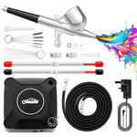 Oasser Airbrush Compressor Kit, Dual Action Airbrush Suit 36PSI, 0.2 0.3 0.5 mm Nozzle for Model, Tattoo, Makeup, Cake