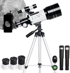 ESAKO Telescope for Kids & Beginners, 70mm Aperture Portable Telescopes with 3 Eyepieces, Height Adjustable Tripod & Phone Adapter & Remote Control Gift for Christmas