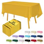 Hereisa 24 Count Plastic Tablecloth, Premium Heavy Weight, 54 x 108 inch, Rectangle (Yellow)