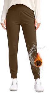 SANTINY Women's Fleece Lined Joggers Water Resistant High Waisted Thermal Sweatpants Winter Pants Hiking Running Pockets(Brown_S)