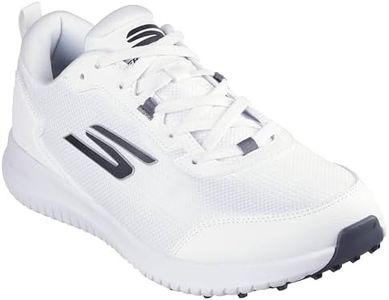 Skechers Homme Go Golf Max Fairway 4 Basket, Textile synthétique Blanc avec Bordure argentée, 46 EU