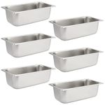 JAPCHET 6 Pack Stainless Steel Steam Pan 1/3 Size, Anti-Jam Steam Table Pan, Hotel Pans 1/3 Restaurant Buffet Trays for Catering, 4 Inch Deep