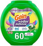 Gain Flings Laundry Detergent Pacs with Odor Defense 60 Ct Super Fresh HE 3in1 Detergent Pacs with Febreze and Oxi