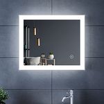 ELEGANT 600x500mm Bathroom Mirror With Lights, Horizontal Vertical/Sensor Switch LED Illuminated Bath Vanity Wall-Mounted Mirrors