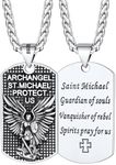 FaithHeart Sterling Silver Saint Michael/Christopher Necklace for Men Women, St michael the Archangel Christian Protection Medal Pendant with Stainless Steel/Leather Chain Religious Amulet Gifts with Box