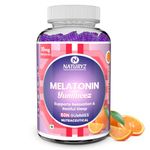 NATURYZ Yummeez Melatonin 10mg Gummies for Sleep - Non-Addictive | No Added Sugar | Herbal extracts -Valerian Root, Chamomile | Enhance Sleep Quality for Restful Nights, Wake Up Fresh & Energetic - 50 gummies(Orange Flavour)