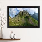 GADGETS WRAP Printed Photo Frame Matte Painting for Home Office Studio Living Room Decoration (14x11inch Black Framed) - Nature Green Mountains