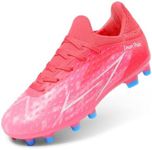 DREAM PAIRS Boys Girls Soccer Cleats Youth Firm Groud Football Shoes for Little/Big Kid,Size 3 Little Kid,Hot Pink,SDSO2401K