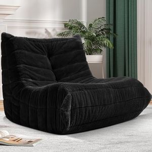 Cansunna Bean Bag Chair Big Beanbag Chair for Adults Fireside Bean Bag Lounger Memory Foam Chair for Home, Apartment or Gaming Venue (BLACKPLUSH)