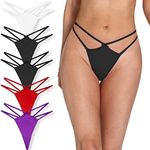 PSEFNAGX Sexy Thongs for Women Varity of T-Backs Sexy Underwear 5 Pcs of G Strings Cotton Undies Panties Tanga Medium