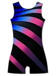 ACOCOPY Gymnastics Leotards for Girls Sparkly Stretchy Dance Outfit Striped Black Biketards Unitard