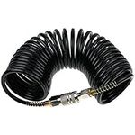 Air Compressor Hose, 7.5m Portable Coil Hose Air Hose Accessory, Polyurethane Air Compressor Hose with 1/4" Europe Quick Coupler and Plug Fittings(Black)