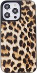 iPhone 15 Plus Case for Women, DMaos Leopard Design Synthetic Leather Cover, Classic Fashion for iPhone15 Plus 2023 6.7 inch - Brown