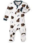 ZIPPYJAMZ Organic Baby Footed​ Sleeper PJ's w/Inseam Zipper for Quicker and Easier Diaper Changes - Little Grizzle (3-6 Mos)