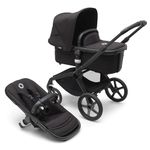 Bugaboo Fox 5 All-Terrain Stroller, 2-in-1 Baby Pushchair with Full Suspension, Easy Fold, Spacious Bassinet, Extendable Toddler Seat, One-Handed Manoeuvrability, Black Chassis and Black Sun Canopy