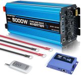 5000W Pure sine Wave Inverter DC 12V to AC 110V/120V Converter 10000w (Peak) with LCD Display Wireless/Wired Remote Control 4AC outlets 4USB and Hardwired AC.Ideal for RV Travel Off-Grid Solar Systems