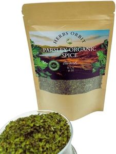 Herbs Orbit Dried Parsley Greek-Organic Spices for garnishing cooked dishes, broths, sauces and more packed in a resealable bag for better preservation, 1.76 oz, small